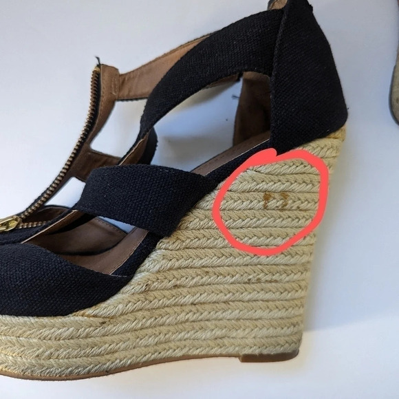 14th & Union Black Canvas Espadrille Wedge Sandal with Exposed Gold Zippers – si - Picture 8 of 9
